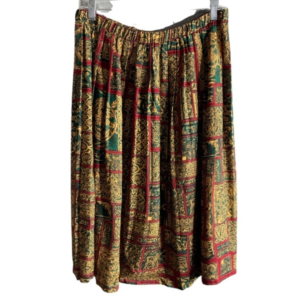 Greek design vintage elastic waist size 12 mid length skirt